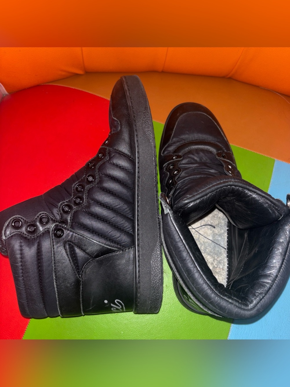 Men’s Gucci Hudson quilted high top sneakers, black size 7G - Picture 2 of 5